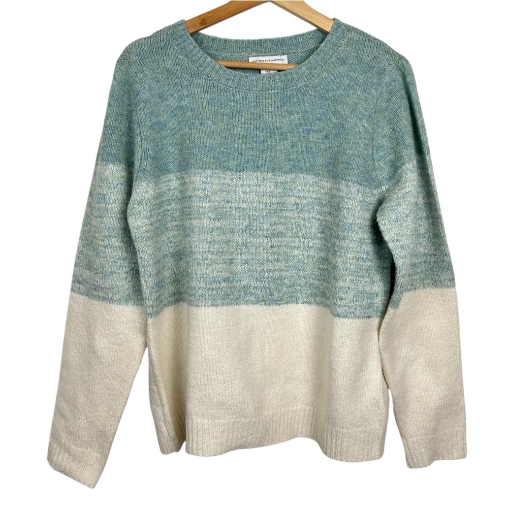 CUPCAKES & CASHMERE Casual Ombré Colour Block Crewneck Sweater, Size Medium